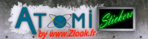 Ceci est le logo d'ATOMIstickers Zlook spécialiste en autocollants en vinyle découpé.